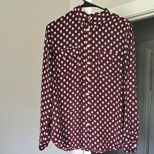 Women's Burgundy Acorn Print Blouse